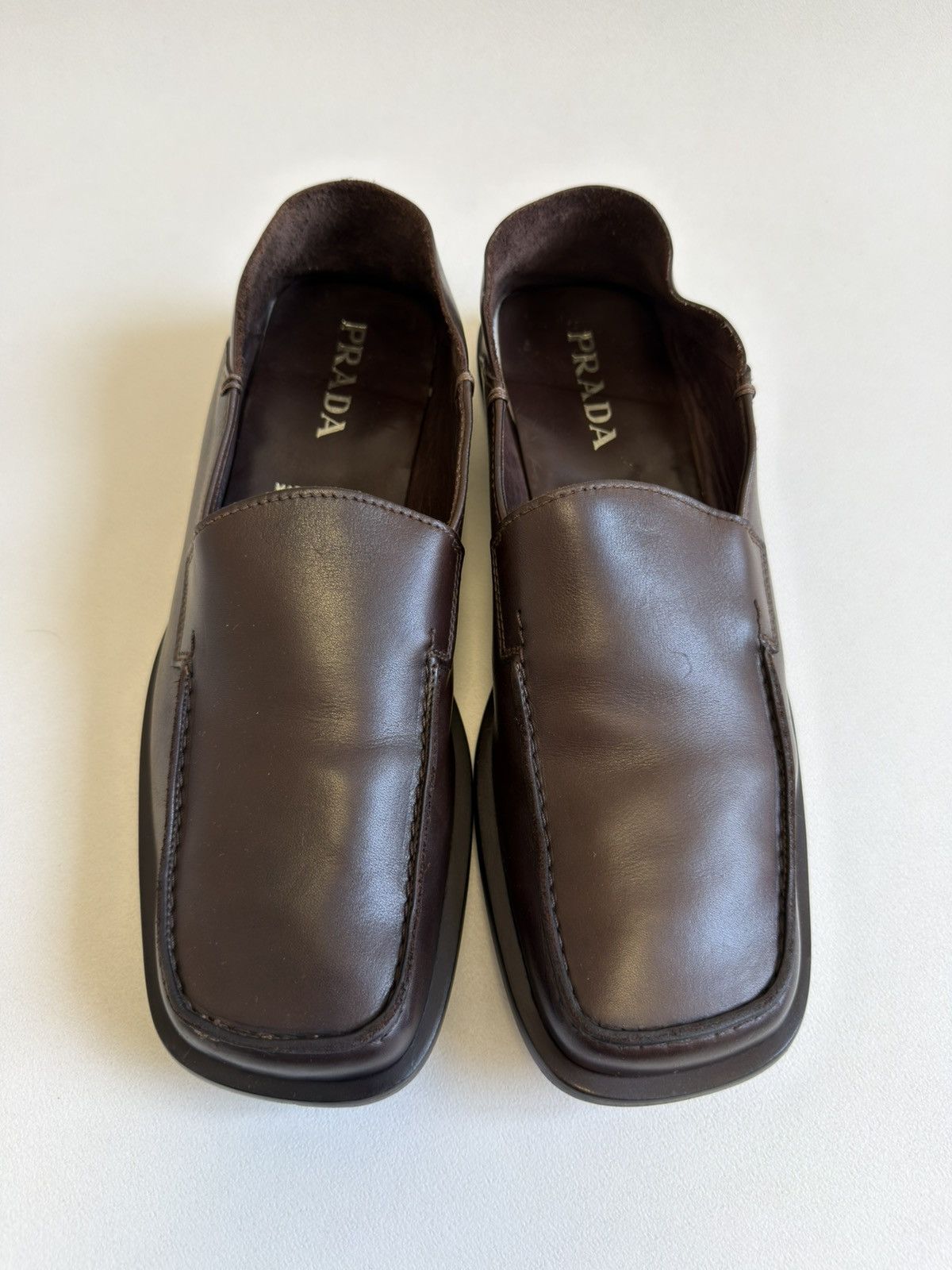 Prada Early 2000s Square Toe Leather Loafers Size US 11 / EU 44 - 18 Thumbnail