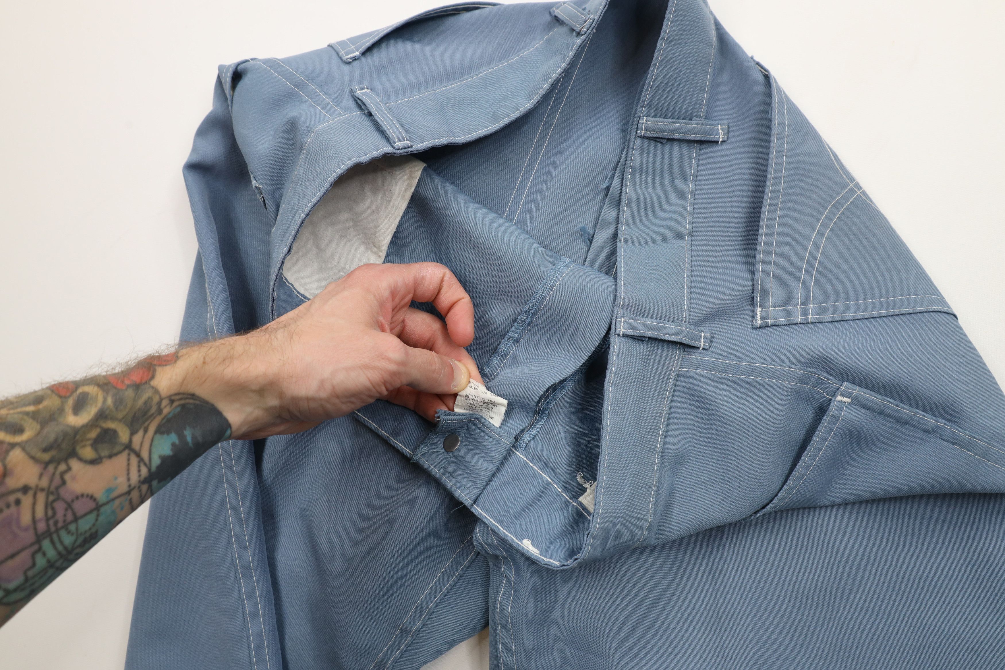 Vintage Vintage 70s Streetwear Flared Wide Leg Chino Pants Blue USA Size US 36 / EU 52 - 7 Thumbnail