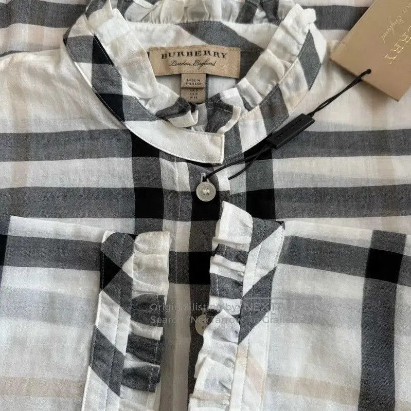 Burberry Burberry White Cotton Check Long Sleeve Shirt. Size XS / US 0-2 / IT 36-38 - 4 Thumbnail