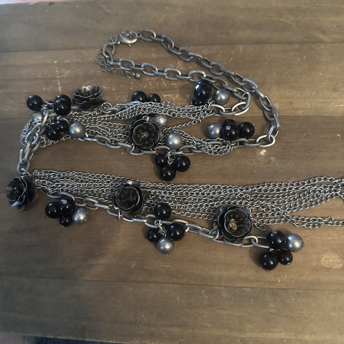 Other Multi strand silver tone roses and beads Y necklace Size ONE SIZE - 2 Thumbnail