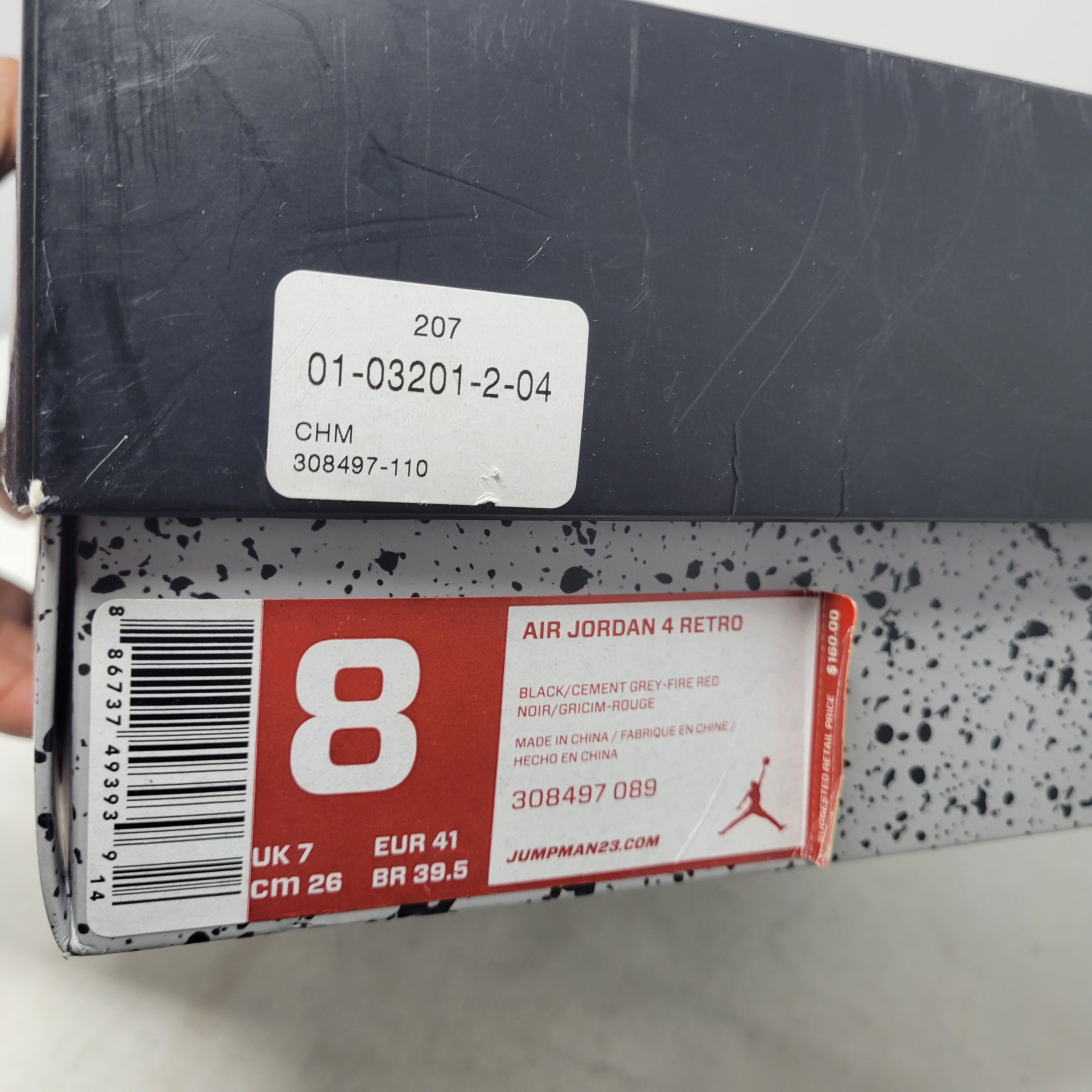 Jordan Brand × Nike Air Jordan 4 Retro IV Black Red BRED 308497-089 US sz 8 Size US 8 / EU 41 - 23 Thumbnail