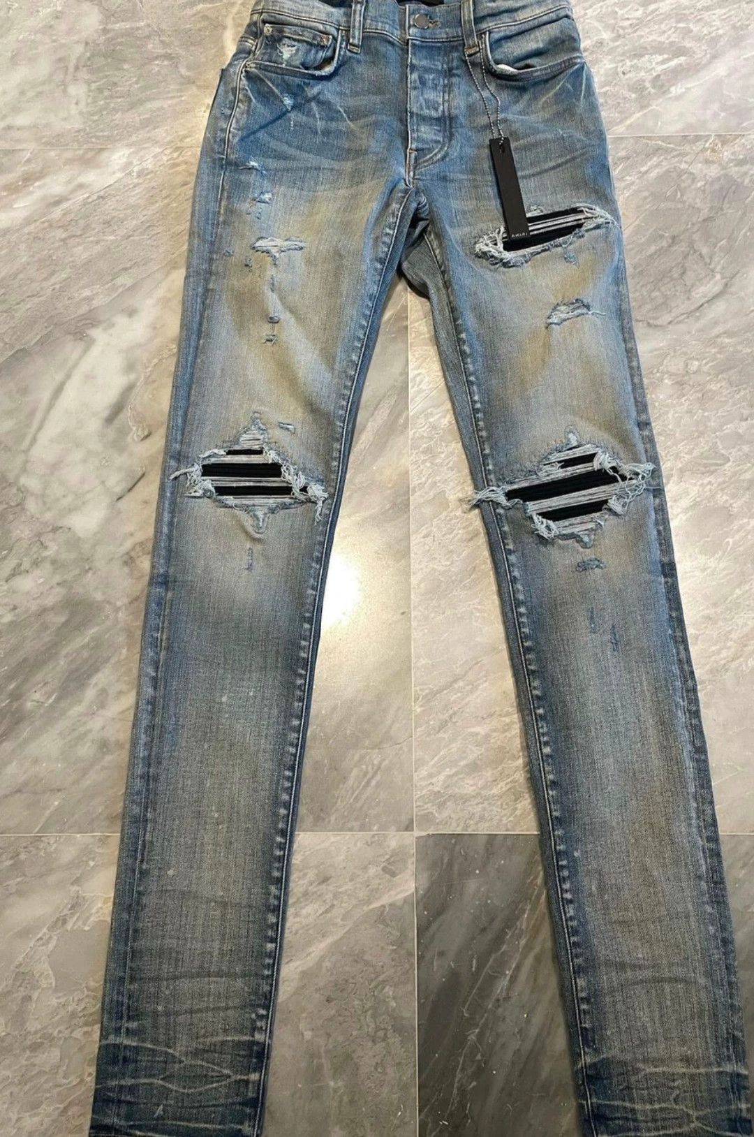 Amiri amiri blue distressed patchwork jeans Size US 28 / EU 44 - 1 Thumbnail