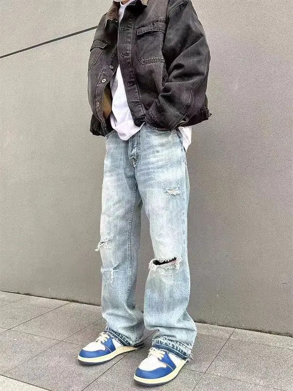 VIBE Vintage street hip-hop washed and faded ripped jeans Size US 36 / EU 52 - 1 Thumbnail