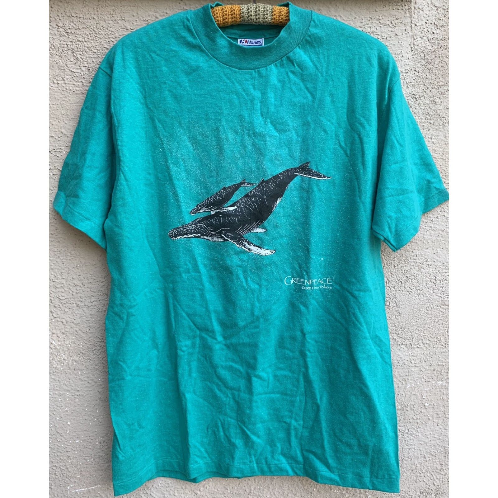 Hanes VINTAGE Greenpeace Humpback Whales T-Shirt Mens L 1980s Hanes 100% Cotton Graphic Tee See Pics Size US L / EU 52-54 / 3 - 6 Thumbnail