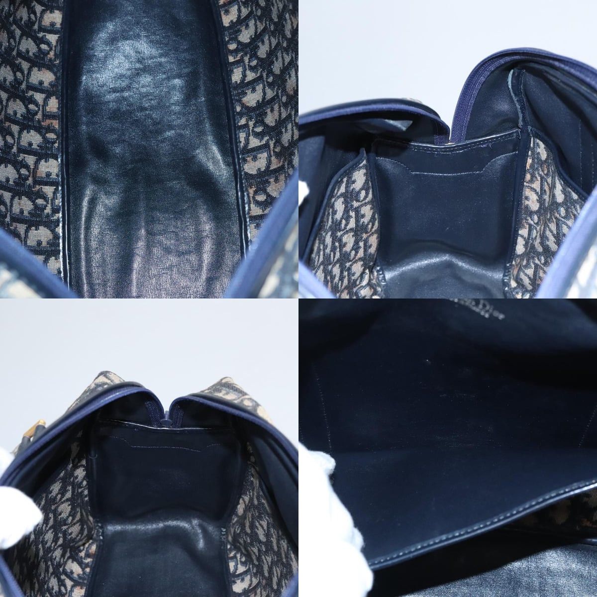 Dior DIOR Trotter Canvas Hand Bag Navy Gold Size ONE SIZE - 12 Thumbnail