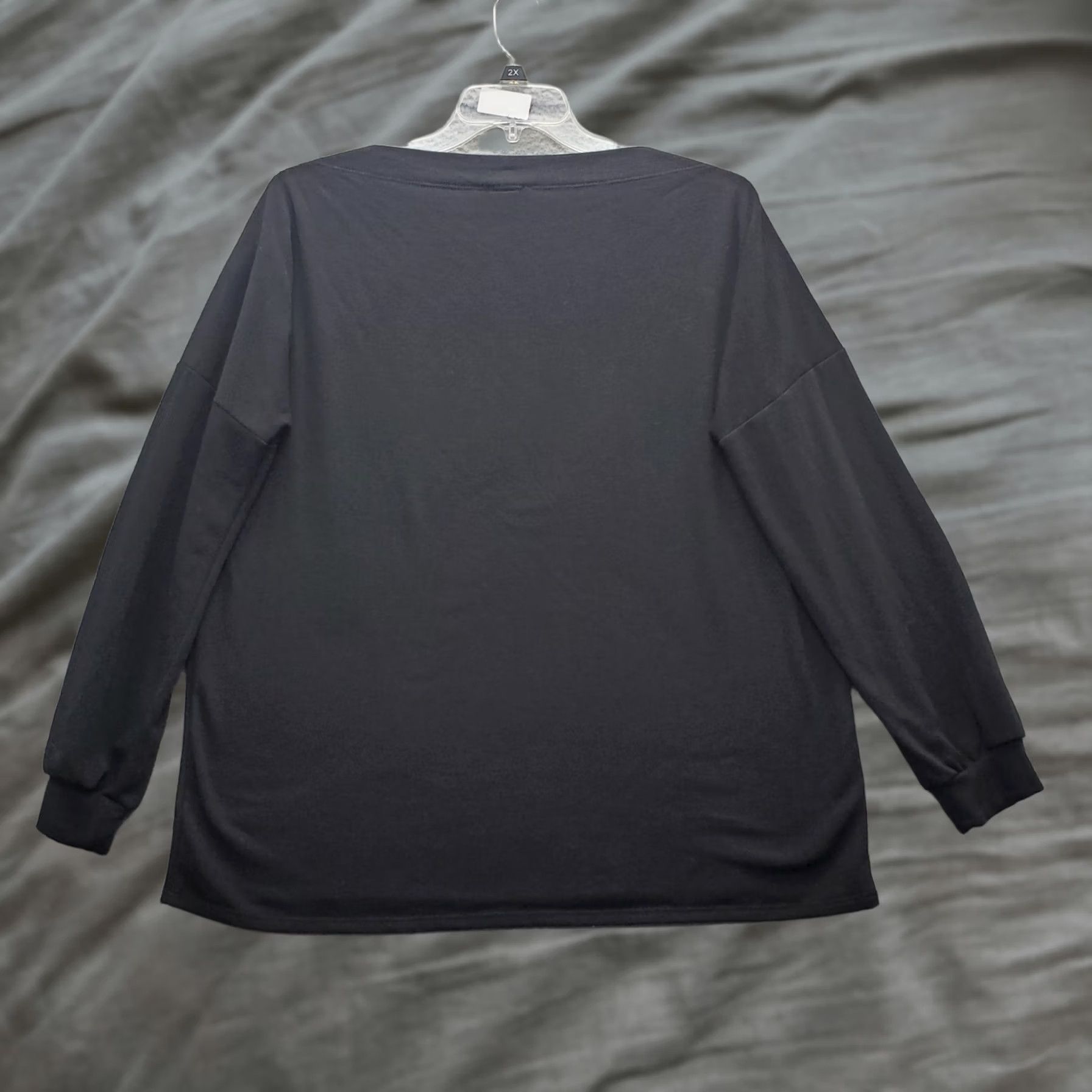 Vintage Heimish USA Womens Size L Black Stretch Shoulder Button Long Sleeve Sweater Size L / US 10 / IT 46 - 1 Thumbnail