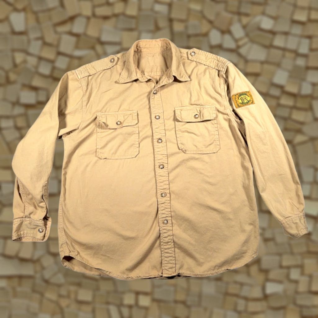 Vintage VINTAGE Green Box Safari Shirt Adult XL Brown Cotton 80s Military Outdoor USA Long Sleeve Button-Up Pocketed Size US L / EU 52-54 / 3 - 1 Thumbnail