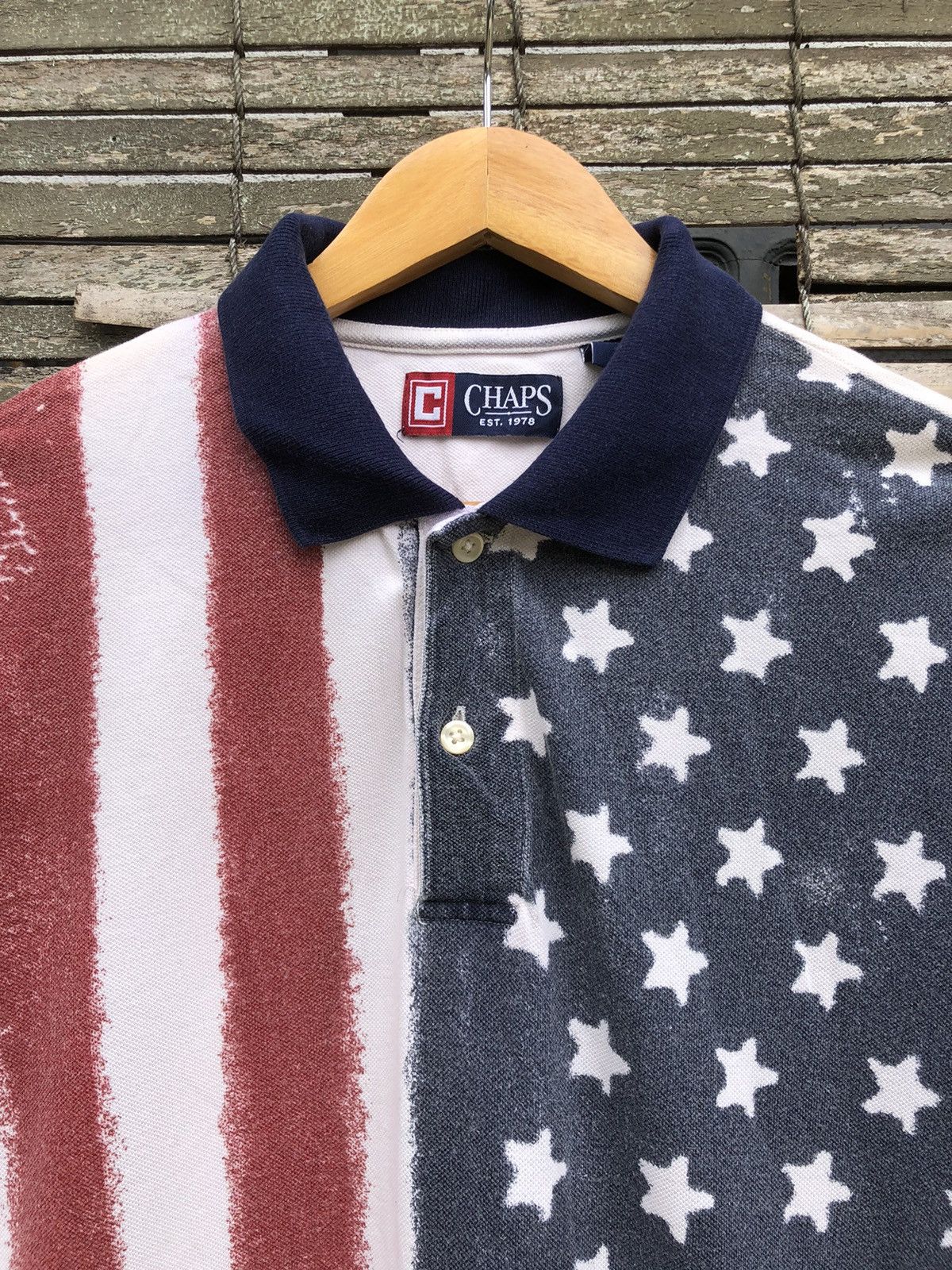 Vintage Vintage Chaps American Flag Polo Shirt Size US L / EU 52-54 / 3 - 4 Thumbnail
