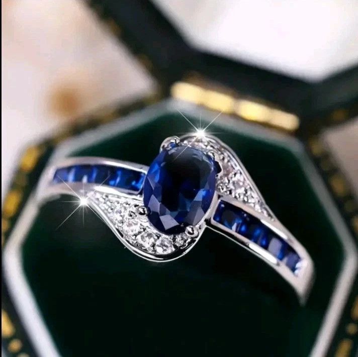 Other Oval Blue Cubic Zirconia Gemstone Ring Size 7 Size ONE SIZE - 2 Thumbnail