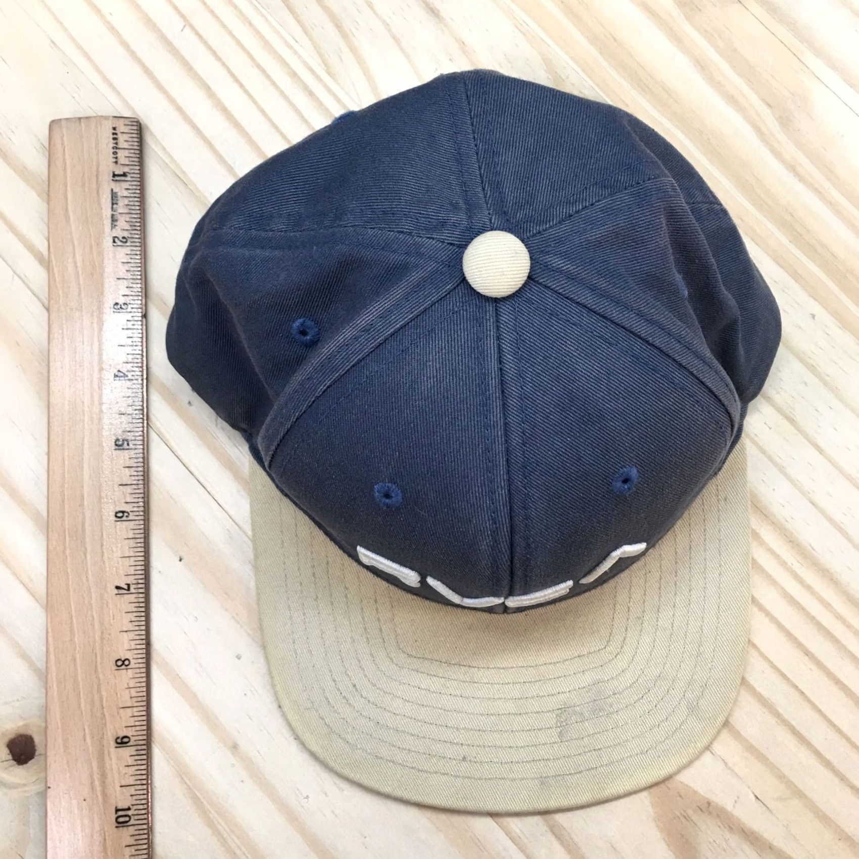 RVCA RVCA Snapback Cap Hat Mens One Size Blue Beige Cotton Adjustable Flat Brim Size ONE SIZE - 3 Thumbnail