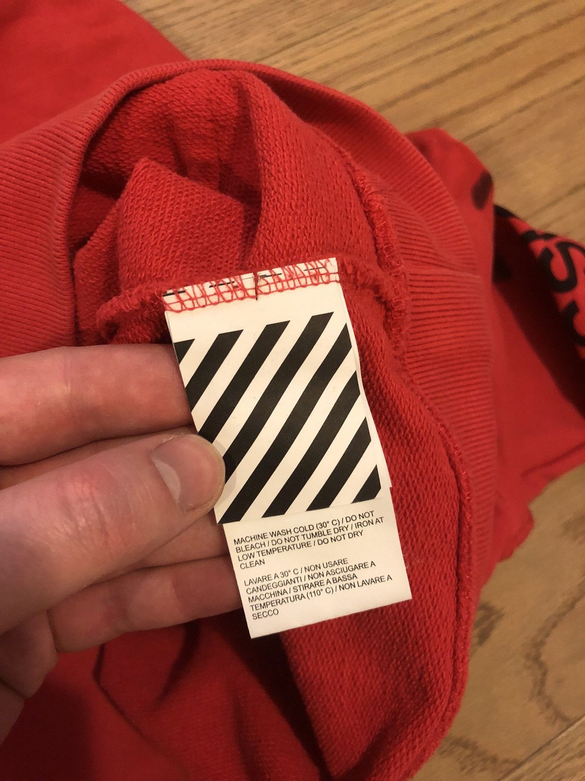 Off-White Off-White 19SS Diag Stencil Logo Hoodie Pullover Red/Black Size US S / EU 44-46 / 1 - 10 Thumbnail