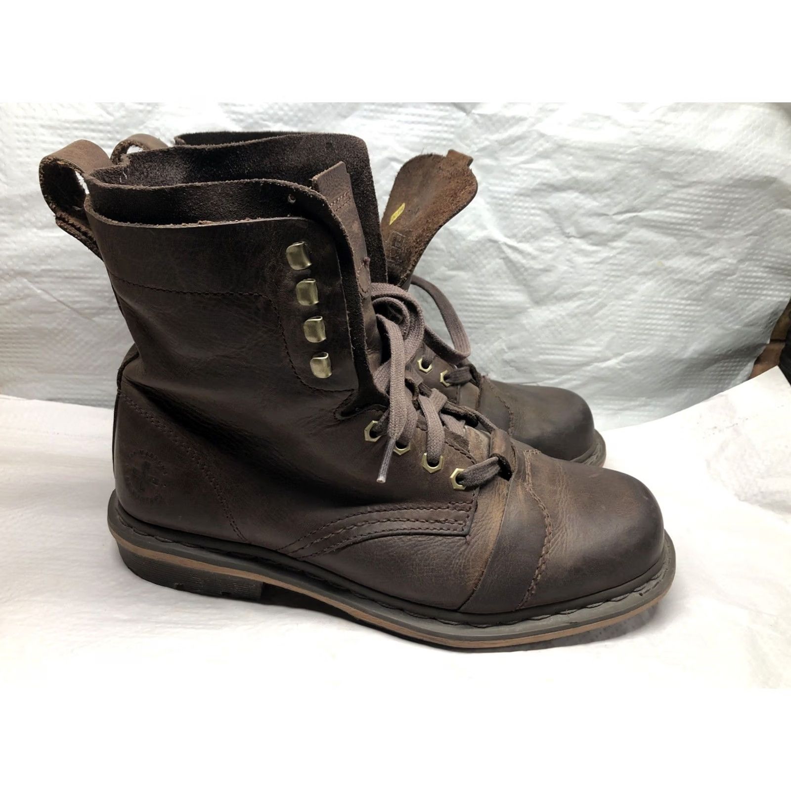 Dr. Martens Dr Martens Pier Distressed Leather Mens Boots Combat Grunge 90s Lace Up Casual Workwear Travel Brown Leather Captoe Pattern Solid Mens 10 US Size US 9 / EU 42 - 3 Thumbnail