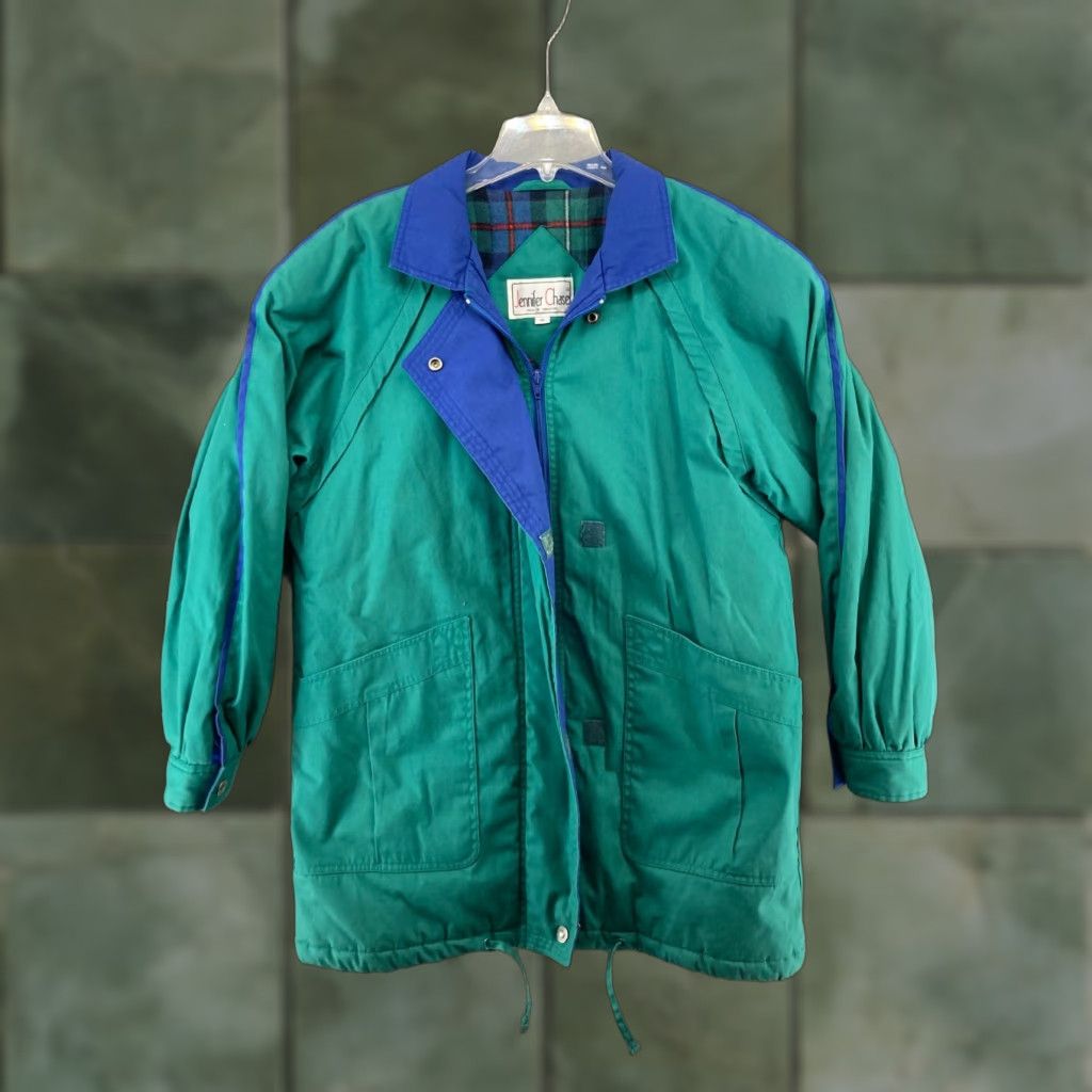Vintage VINTAGE Jennifer Chase Coat Womens 10 Green Flannel Lined Outdoor Ski Casual Fall Winter 10 Green Jacket Womens Men? Size L / US 10 / IT 46 - 1 Thumbnail