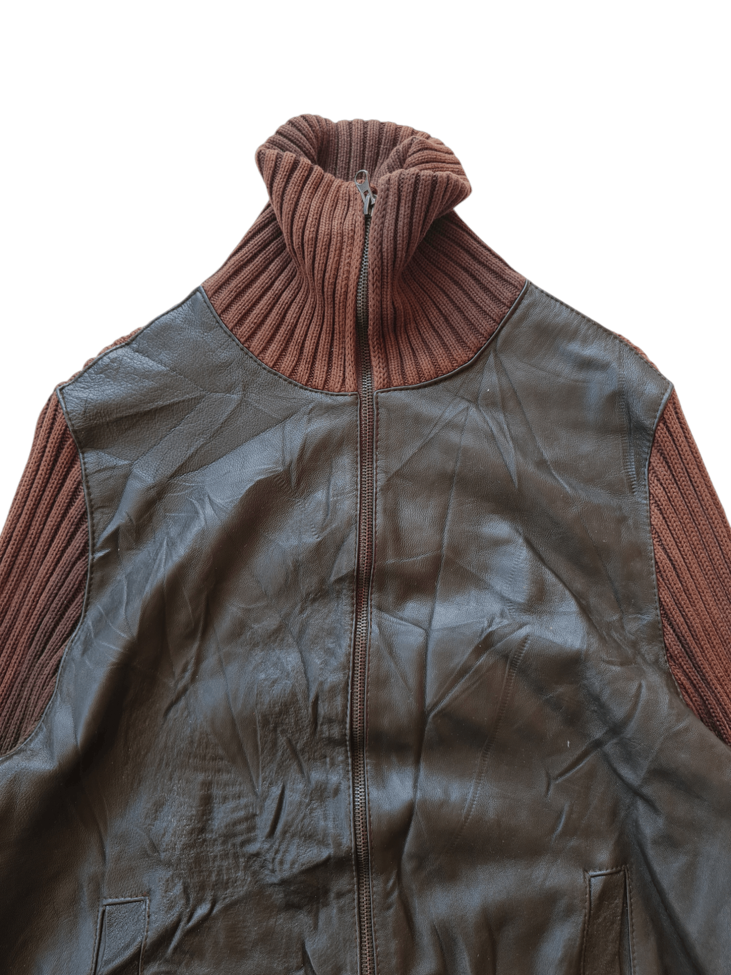 Vintage × Zara ✅️Vtg Y2k Zara Man Leather Jacket Sweater Size US M / EU 48-50 / 2 - 3 Thumbnail