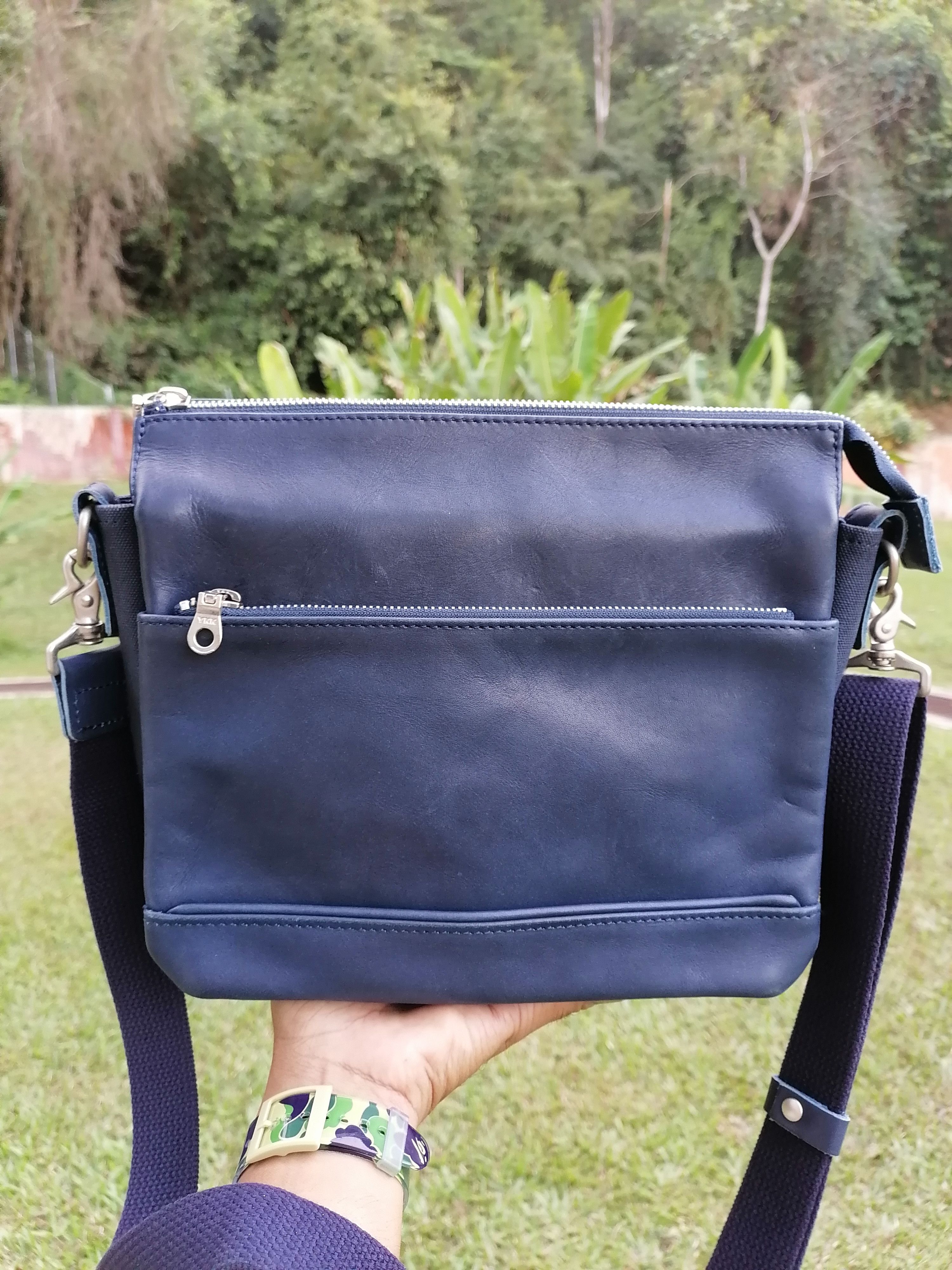 Japanese Brand Japan Leather Craft Baggy Port Canvas Leather Crossbody Bag Size ONE SIZE - 2 Thumbnail