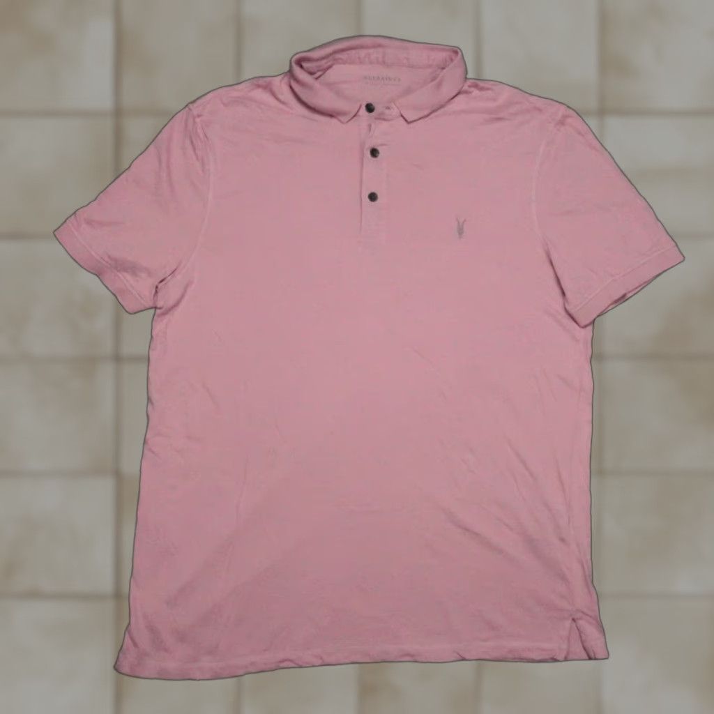 Allsaints VINTAGE AllSaints Polo Shirt Men 2XL Cotton Pink Short Sleeve Slim Fit Casual Size US XXL / EU 58 / 5 - 1 Thumbnail