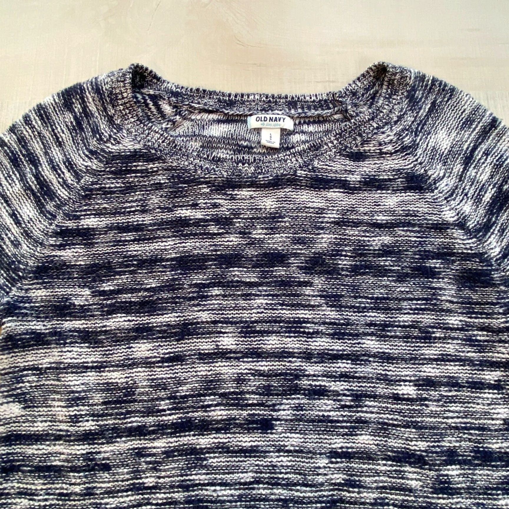 Old Navy Old Navy Womens Blue White Pullover Sweater Large Raglan Sleeve Relaxed Fit Breathable Size L / US 10 / IT 46 - 2 Thumbnail