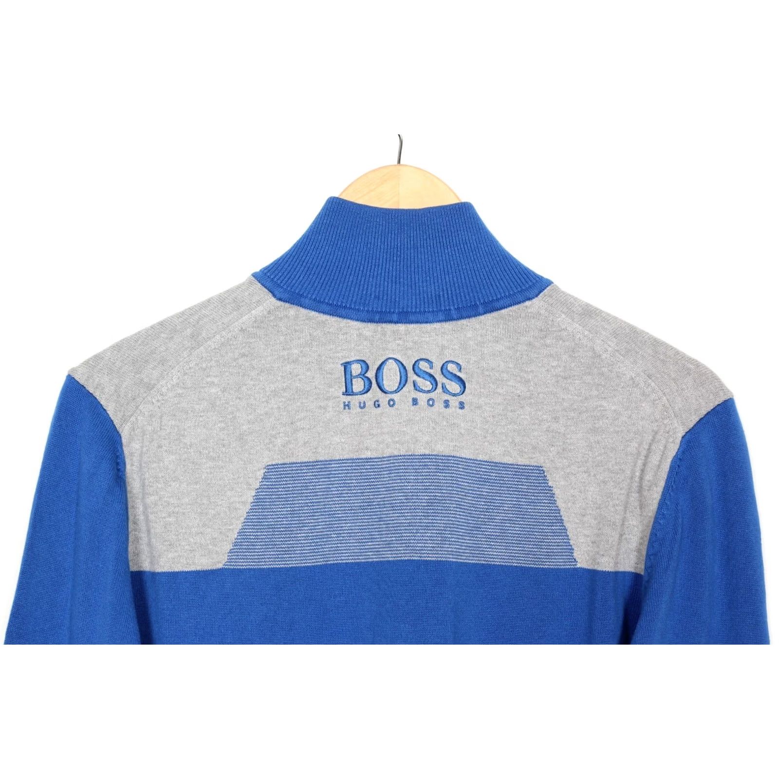 Hugo Boss HUGO BOSS Jumper Men Green Label High Neck 1/4 Zip Knit Cotton Blue Size M Size US M / EU 48-50 / 2 - 5 Thumbnail