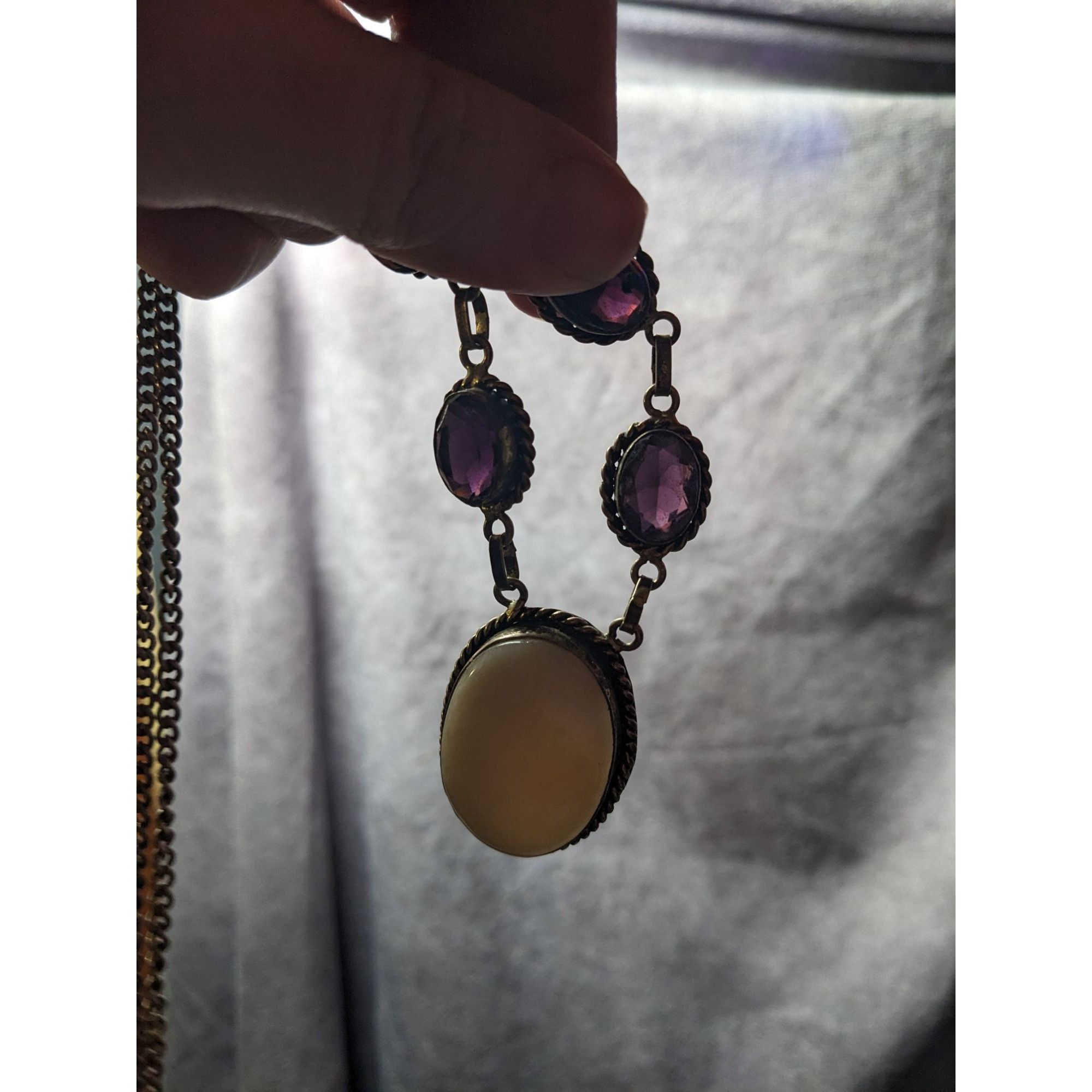Other Vintage Sterling Silver Multi Gemstone Romantic Necklace Size ONE SIZE - 14 Thumbnail