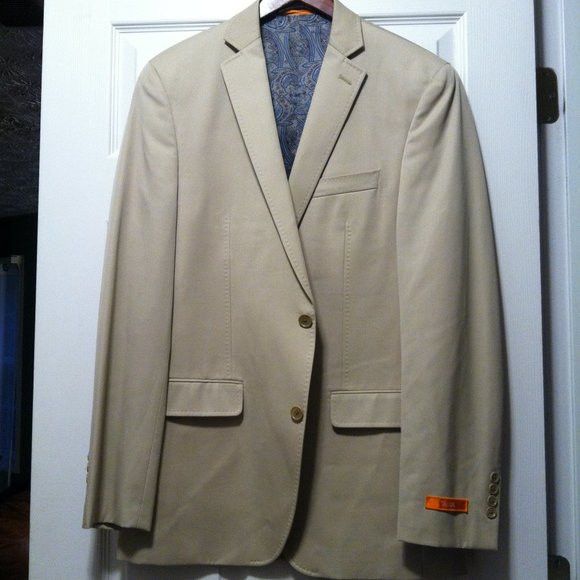 Tallia TALLIA MENS NEW TAN 100%WOOL SPORT COAT BLAZER SIZE:40L Size 40L - 3 Thumbnail