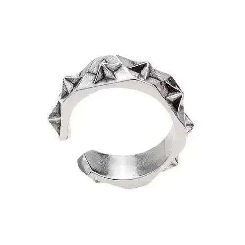 Jewelry Silver Star Army Gothic Ring Size ONE SIZE - 7 Thumbnail