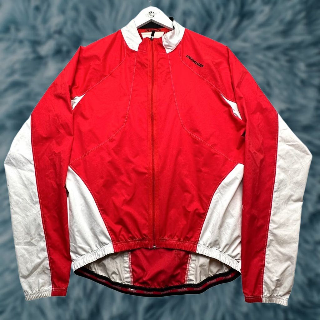 Vintage Specialized Windbreaker Jacket Mens XL Red White Ripstop Polyester Jacket Zip Pockets Casual Cycling Mens XL Red Size US L / EU 52-54 / 3 - 1 Thumbnail