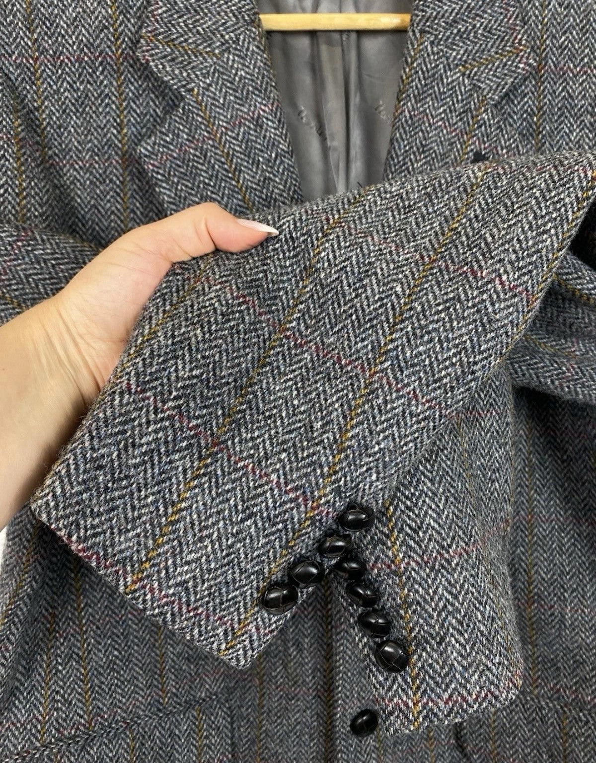 Harris Tweed Harris Tweed Walbusch 2 Buttons Blazer Jacket Grey Wool Size 52R - 3 Thumbnail