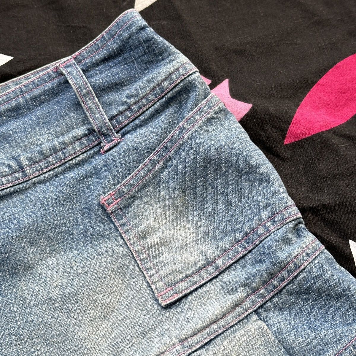 Beauty Beast × Japanese Brand Vintage Micro Mini Pleated Denim Contrast Stitching Skirt Size 34" / US 12 / IT 48 - 5 Thumbnail