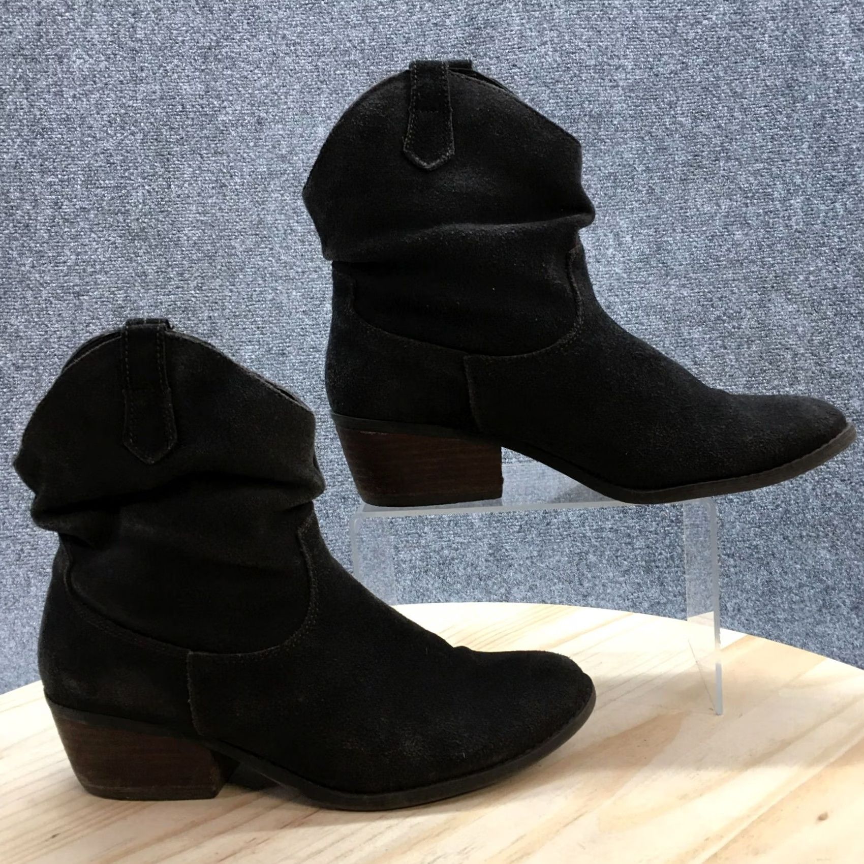 Vintage White Mountain Western Boots Womens 8.5 M Slammin Gray Leather Pull On Block Size US 9 / IT 39 - 2 Thumbnail