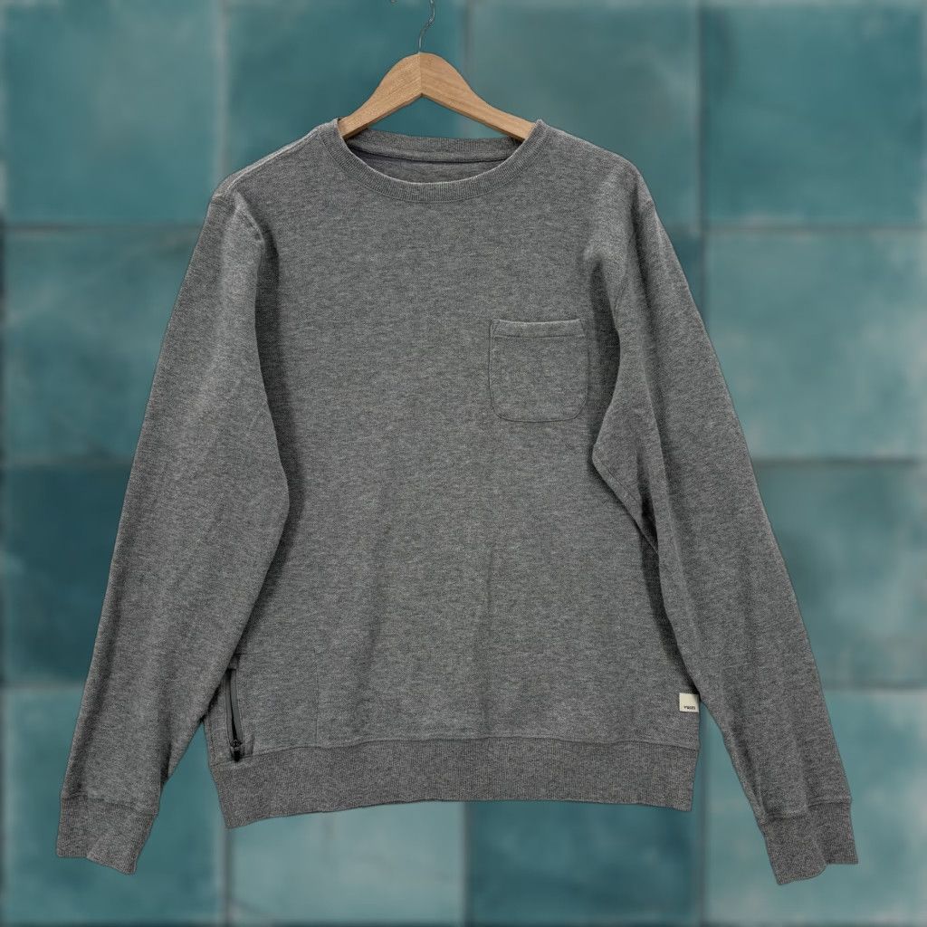 Vuori Vuori Pullover Mens L Gray Fleece Crewneck Zip Pocket Pockets Ship Winter - Size US L / EU 52-54 / 3 - 1 Thumbnail