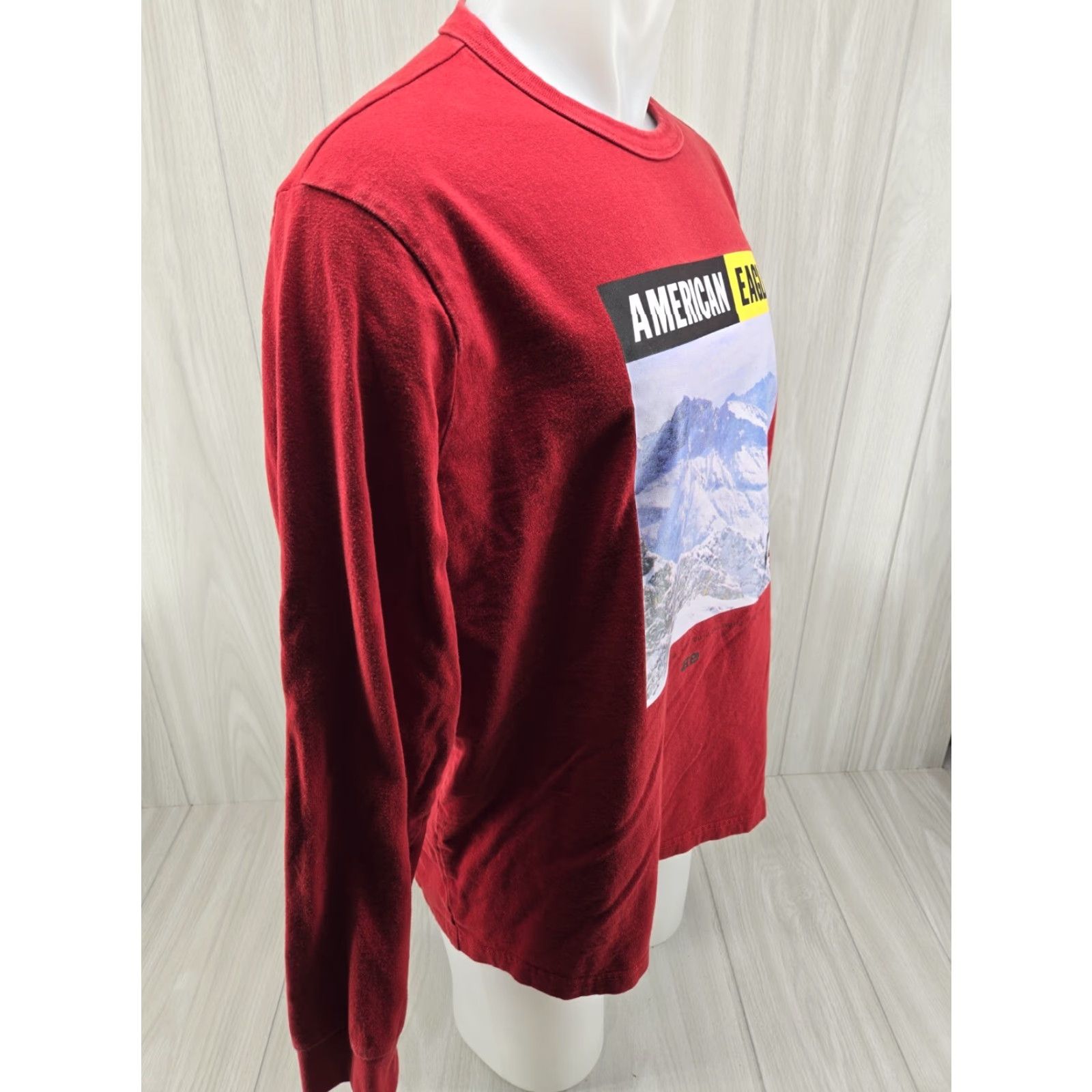 American Eagle Outfitters American Eagle Mens T Shirt XL Red Mountain Graphic Long Sleeve Crew Neck Shirt Size US XL / EU 56 / 4 - 6 Thumbnail