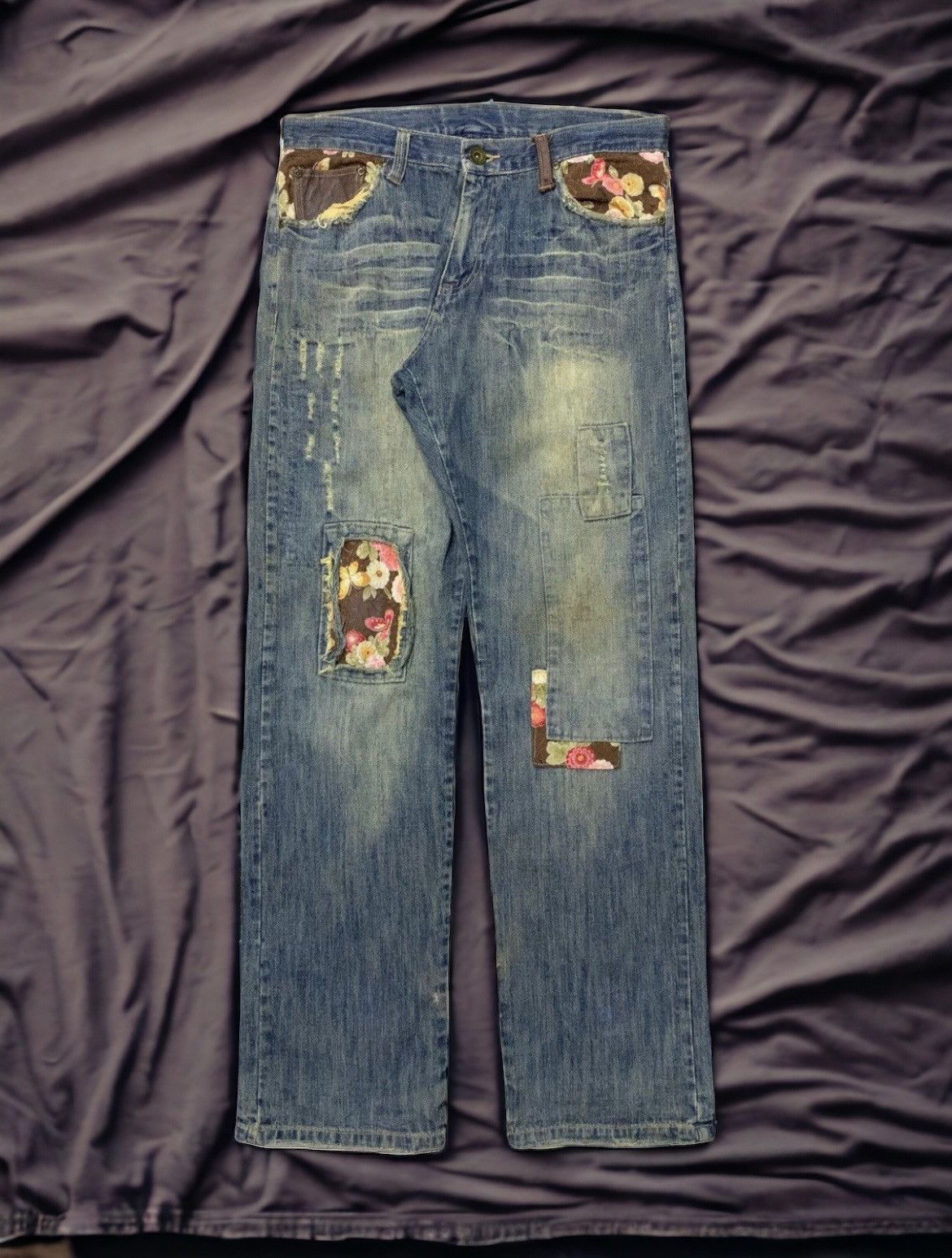 Japanese Brand Gumu International JP Boro Patchwork Mud Craft Denim Jeans Size US 32 / EU 48 - 2 Thumbnail