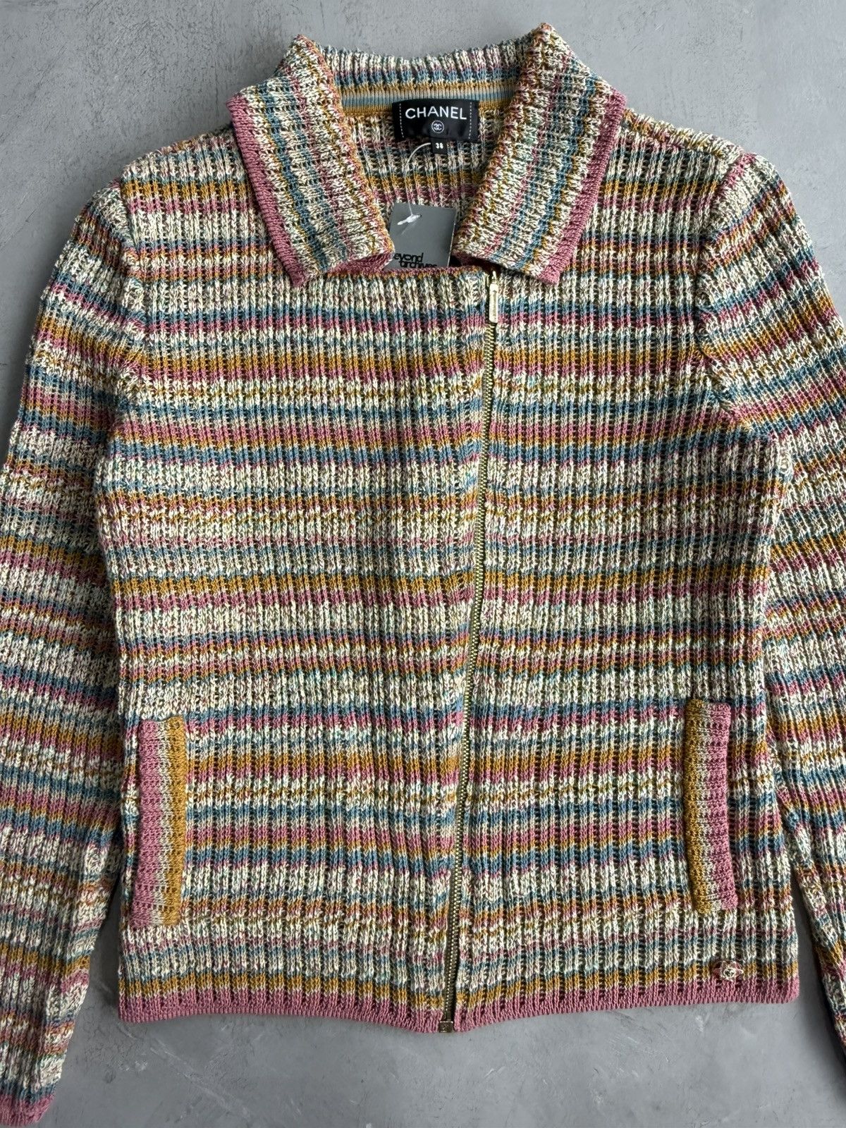 Chanel Chanel - Assymetrical Knit Zip Jacket Size XS / US 0-2 / IT 36-38 - 8 Thumbnail
