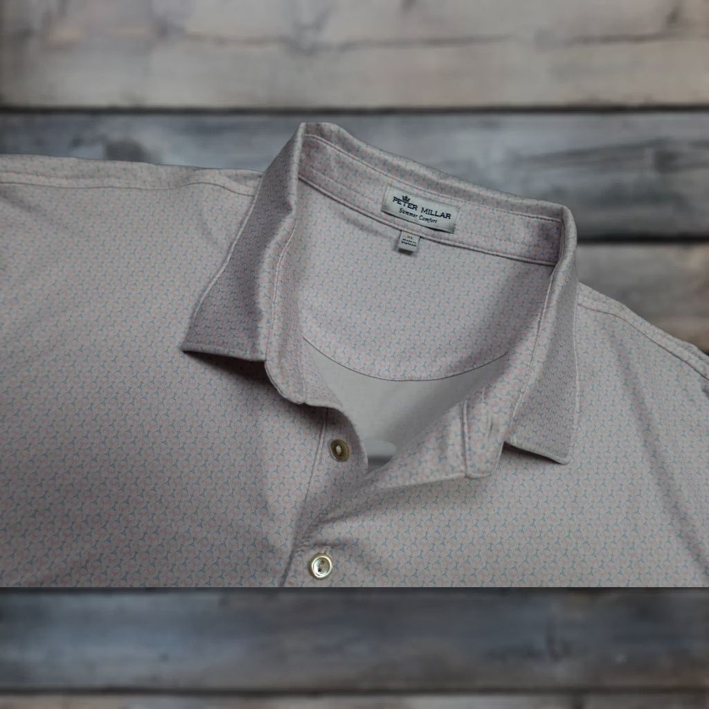 Peter Millar Peter Millar Summer Comfort Polo Mens XL Pink Geo Golf La Cantera Resort Shirt Size US XL / EU 56 / 4 - 1 Thumbnail