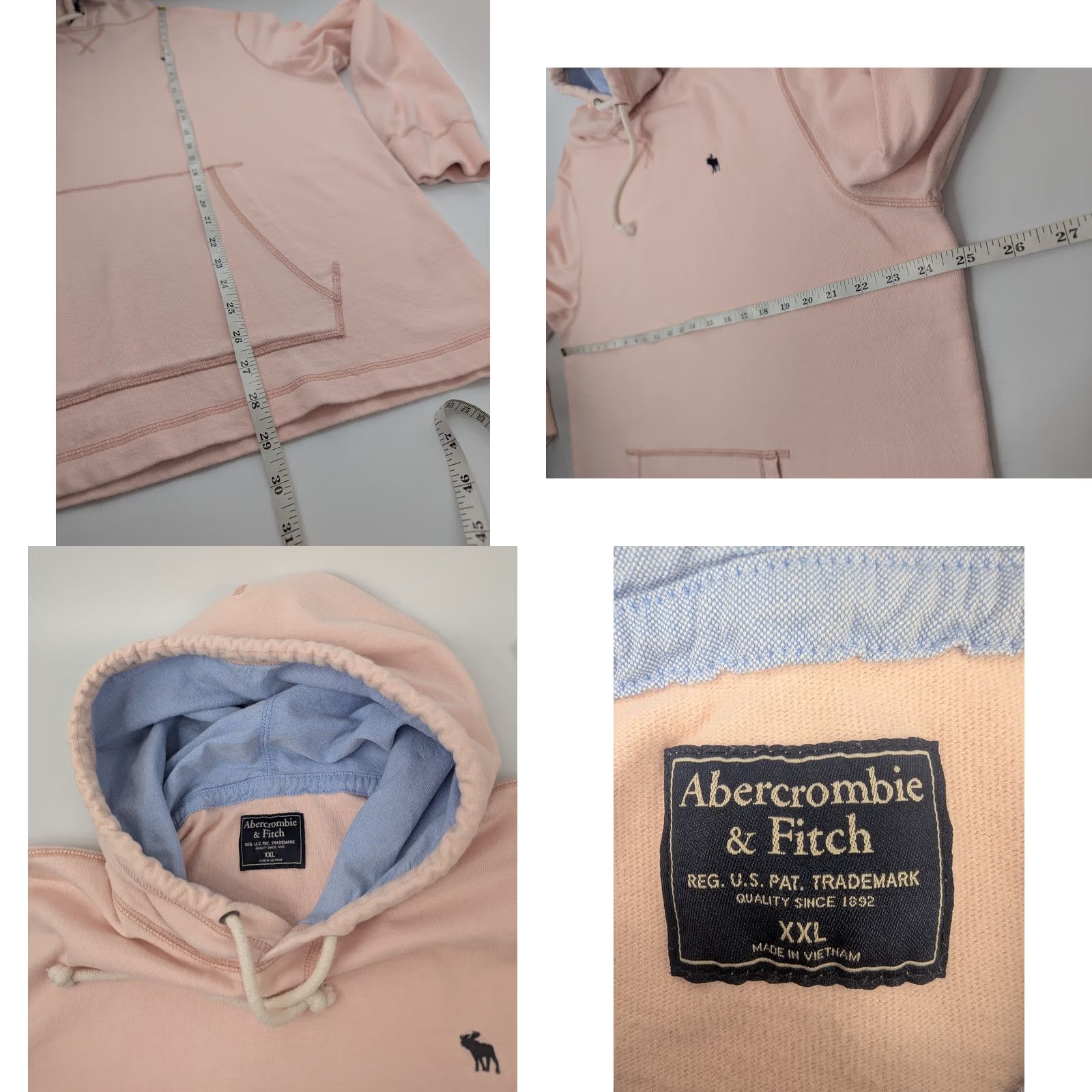 Abercrombie & Fitch Abercrombie & Fitch Hoodie Men's 2XL Pink Cotton Drawstring Long Sleeve Pullover Size US XXL / EU 58 / 5 - 8 Thumbnail
