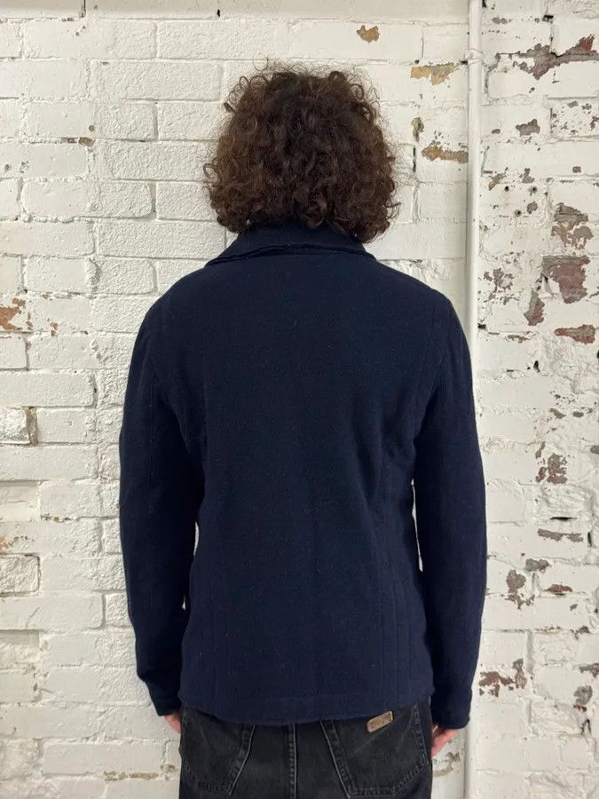 Giorgio Armani AW2011 Giorgio Armani Navy Wool Asymmetrical Wrap Jacket Size 44R - 2 Thumbnail