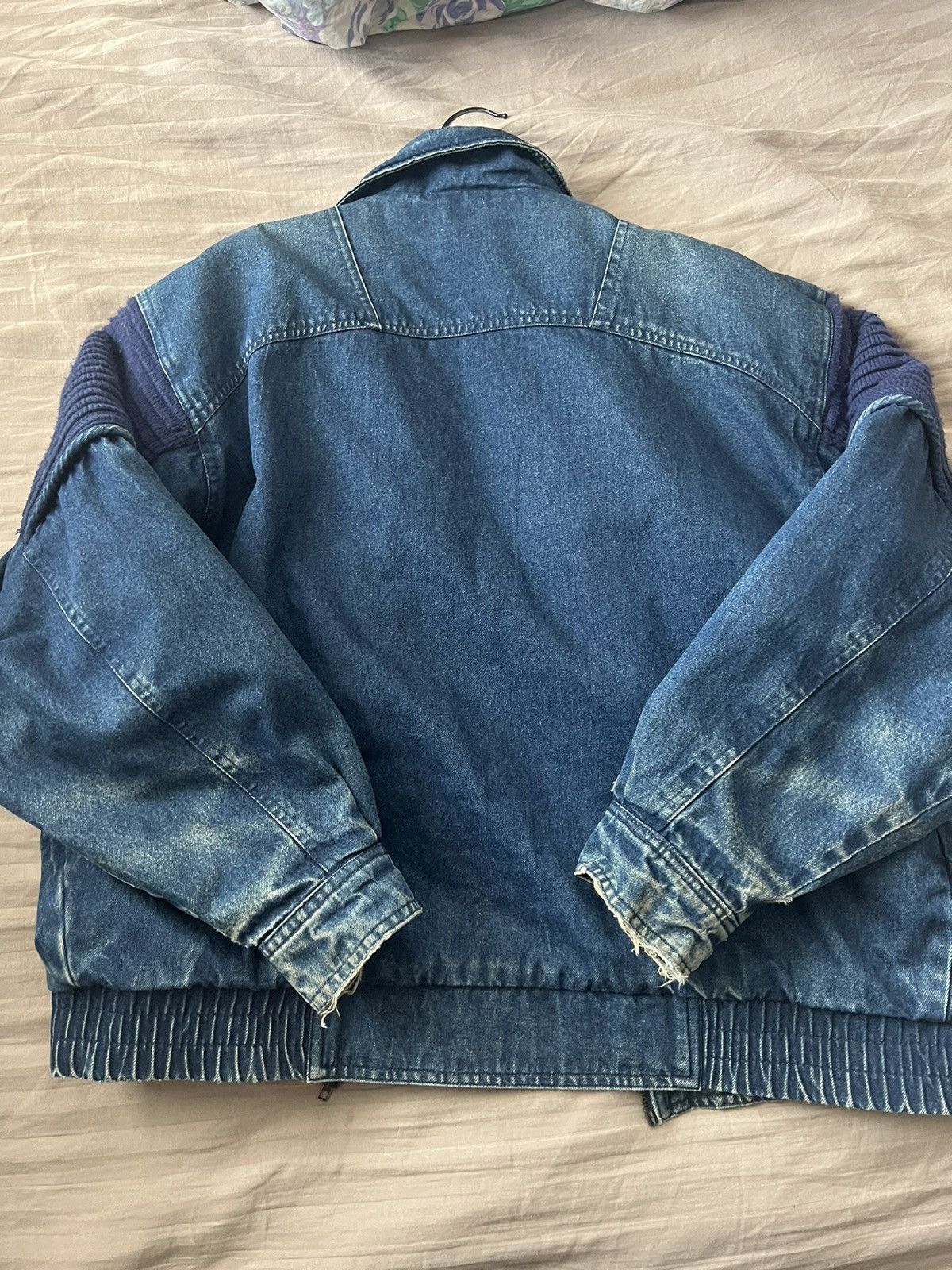 Vintage Vintage Denim Wool Padding Motorcycle Bomber Jacket Size US L / EU 52-54 / 3 - 6 Thumbnail