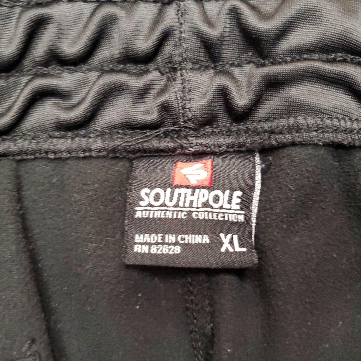 Southpole Southpole Pants Men XL Black Striped Performance Fleece Warm Up Track Zip Pocket - Sports Pants, Men XL, Black, Striped, Drawstring, Elastic Waist Size US 36 / EU 52 - 4 Thumbnail