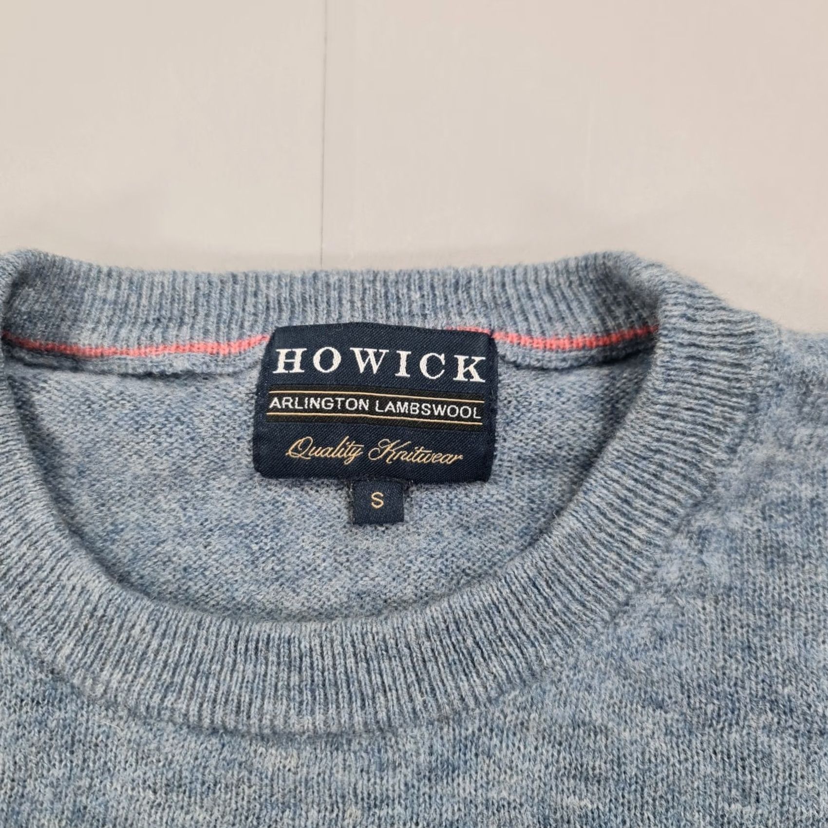 Vintage Howick Mens Jumper Blue Small Arlington Lambs Wool Soft Knit Sweater Pullover Size US S / EU 44-46 / 1 - 3 Thumbnail
