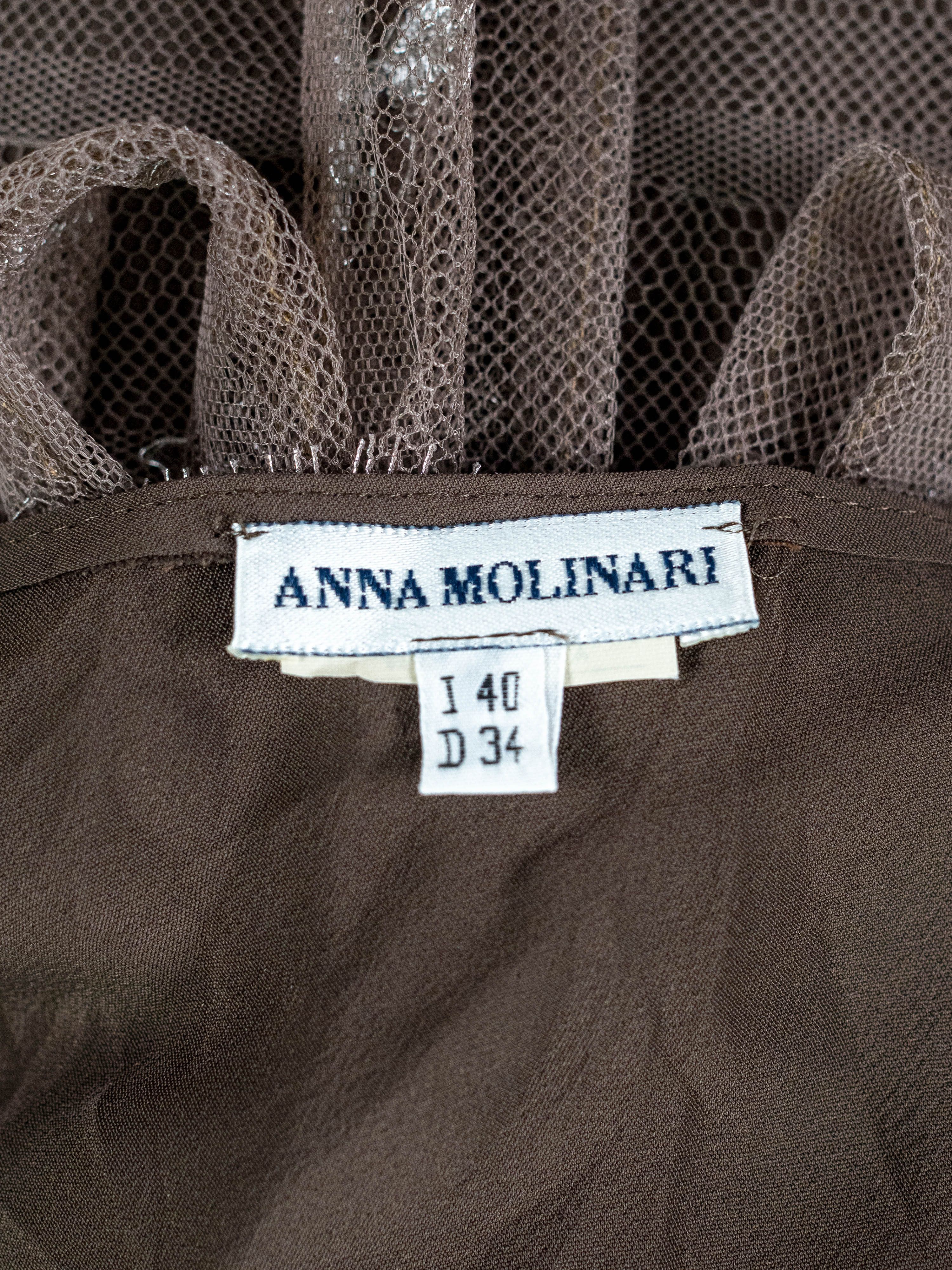 Anna Molinari Anna Molinari Taupe Slip Dress In Silver Lace Size S / US 4 / IT 40 - 8 Thumbnail