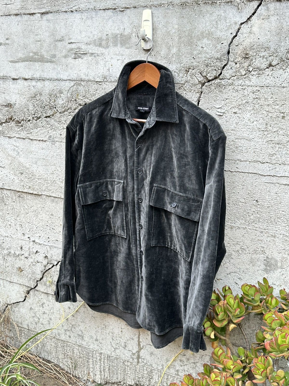 RARE GRAIL Evan Kinori velour multi pocket shirt jacket S