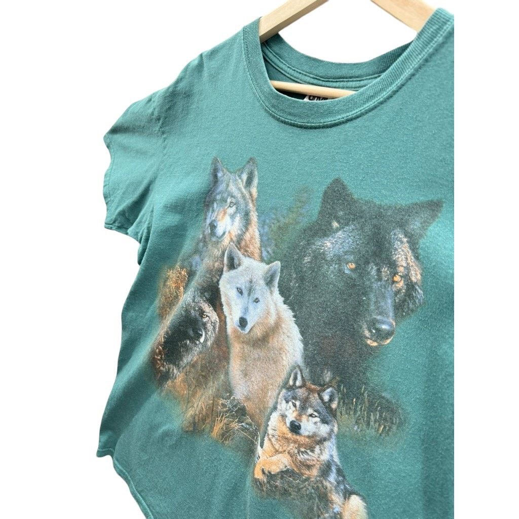 Anvil × Vintage 1990's Wolf Family Lineage Animal Nature Graphic Tee Size US XL / EU 56 / 4 - 5 Thumbnail