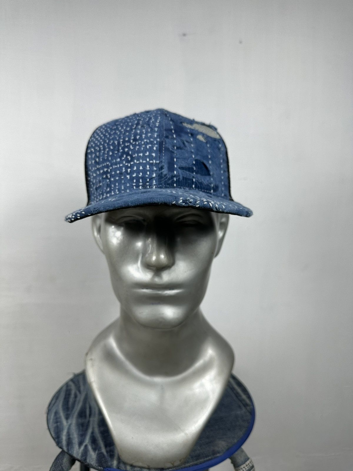 Handmade Custom Made Distressed Patchwork Boro Trucker hats Size ONE SIZE - 4 Thumbnail