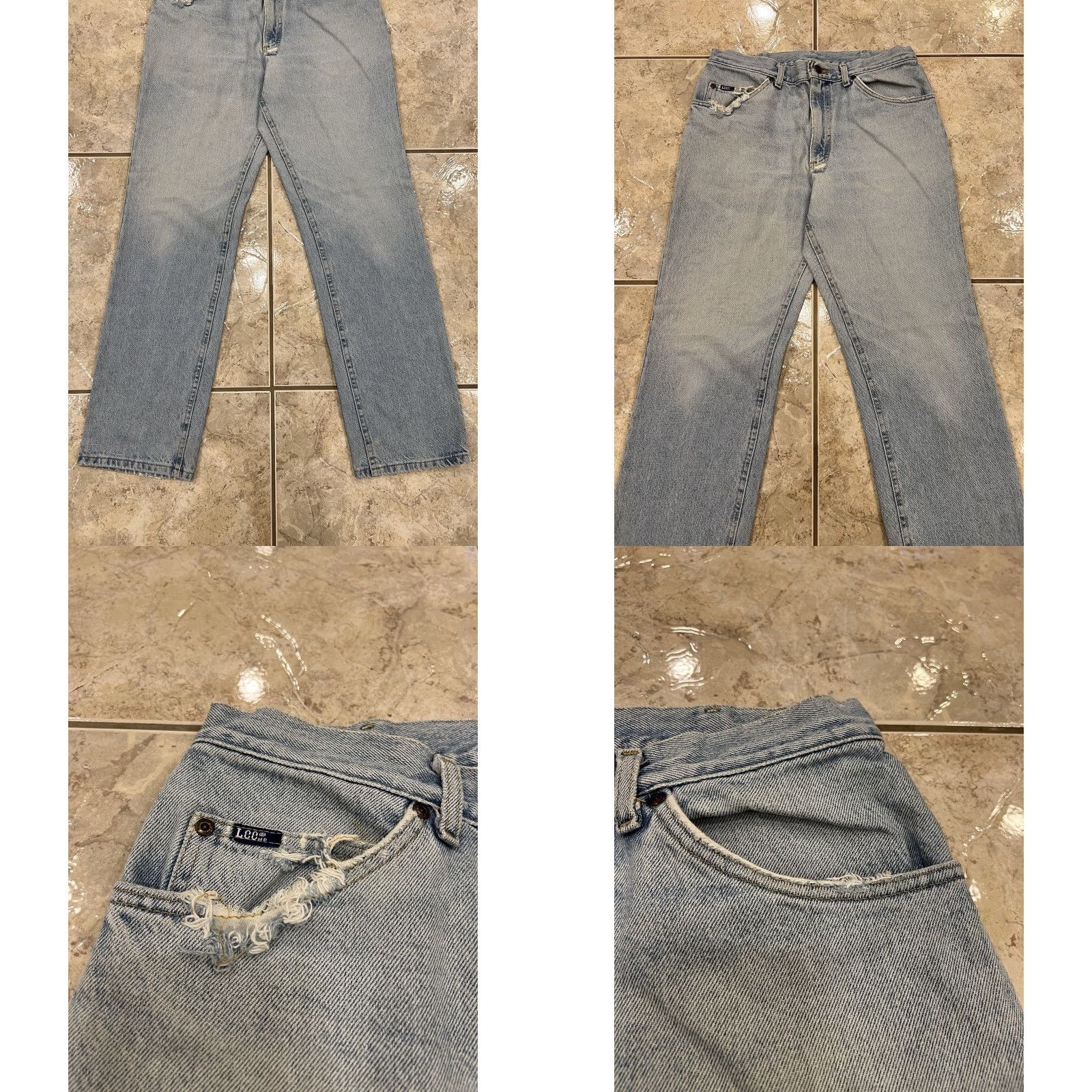 Lee VINTAGE LEE Jeans Distressed Light Wash 32X32 100% Cotton Straight Mens Jeans 90s Y2K Size US 32 / EU 48 - 8 Thumbnail