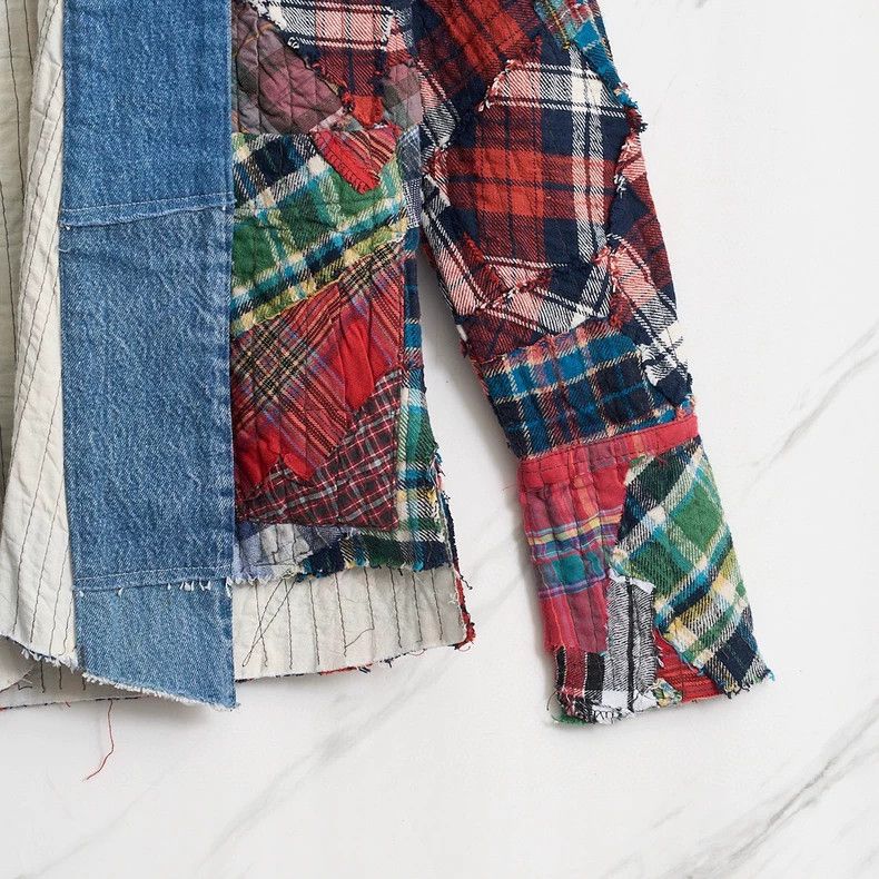Greg Lauren greg lauren Men's plaid patchwork cardigan shirt 2506-Nexta Size US M / EU 48-50 / 2 - 3 Thumbnail