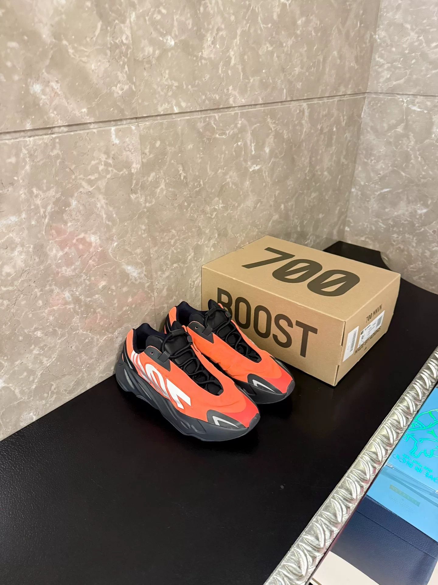 Yeezy Yeezy Boost 700 MNVN Black Orange Sneakers Size US 10 / EU 43 - 1 Thumbnail