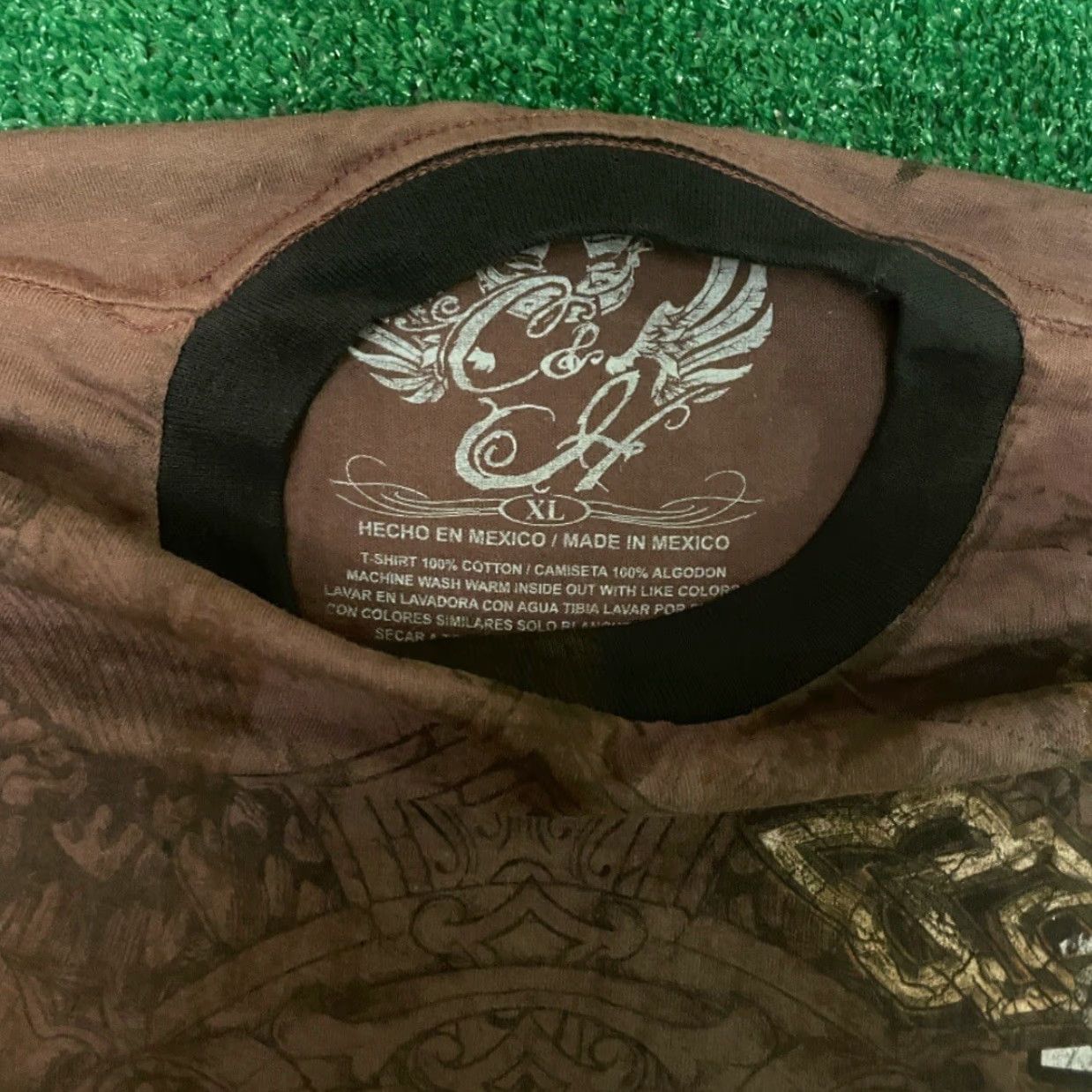 Gloverall VINTAGE Untamed MMA All Over Print Skull Wings Grunge Punk VTG Shirt XL Mens Brown Size US XL / EU 56 / 4 - 3 Thumbnail