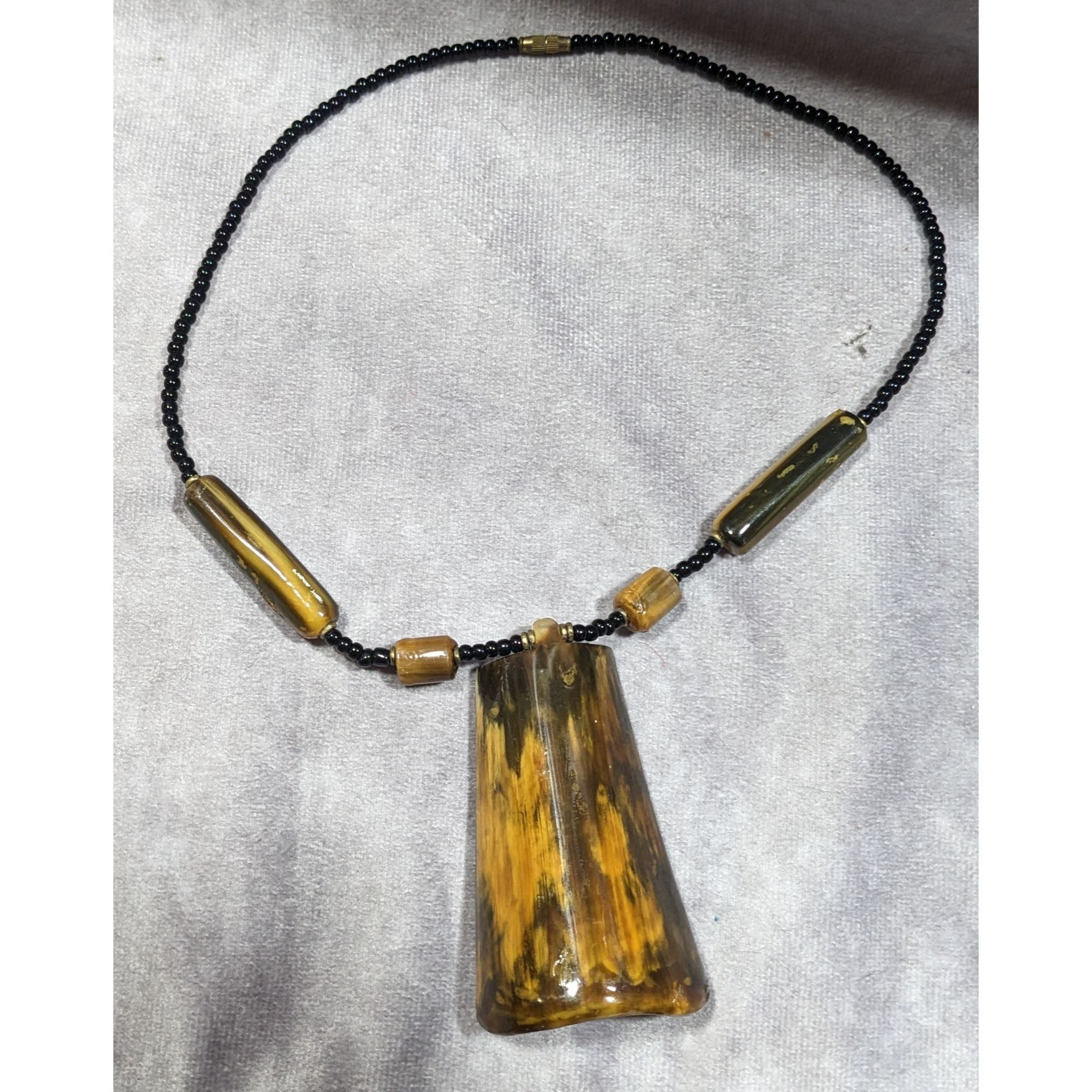 Other Vintage Rustic Beaded Pendant Statement Necklace Size ONE SIZE - 8 Thumbnail