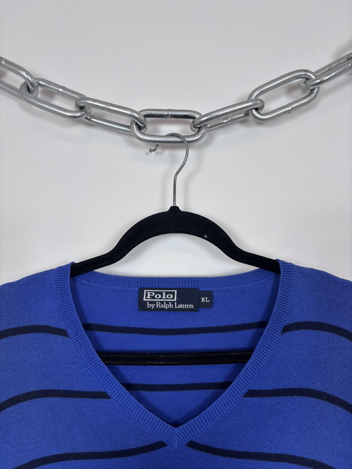 Polo Ralph Lauren Polo Ralph Lauren Men’s Blue Striped V-Neck Sweater Size US XL / EU 56 / 4 - 4 Thumbnail