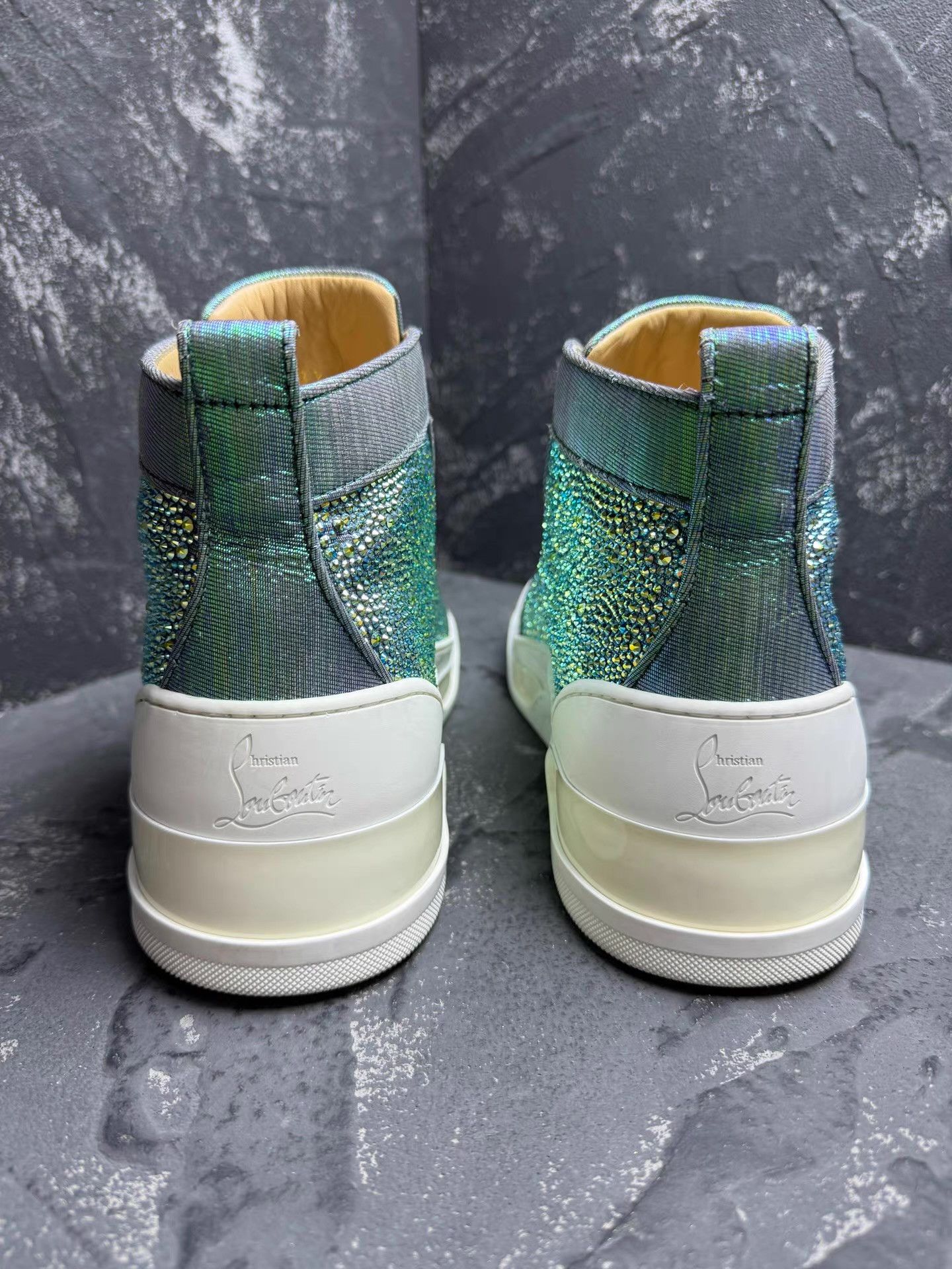 Christian Louboutin Peacock GreenHigh Red-Sole Sneakers with Full Crystals Q10 Size US 10.5 / EU 43-44 - 6 Thumbnail
